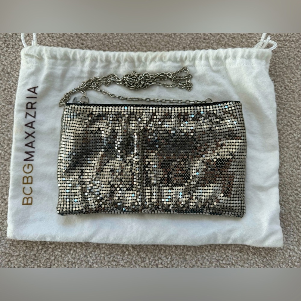 BCBG MaxAzria Silver Sparkle Clutch